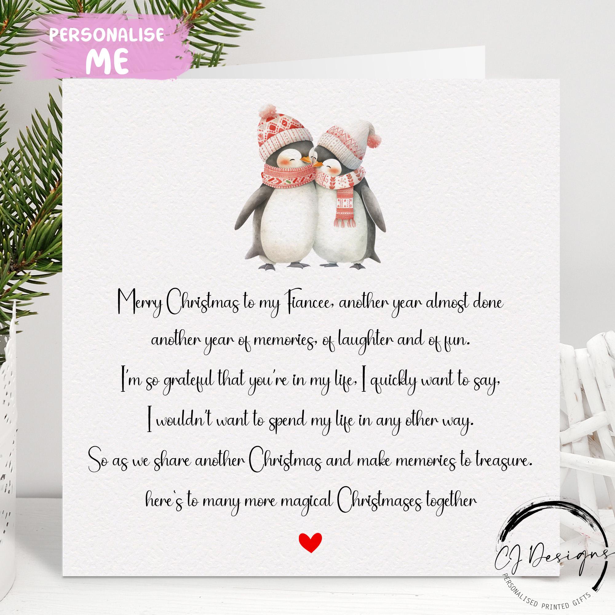 Gevinna Carte de Noël romantique en forme de pingouin pour les