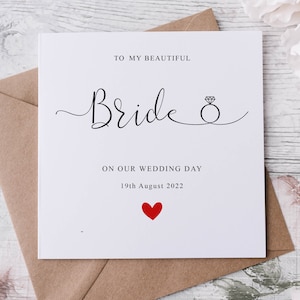 Personalizado para minha linda noiva no dia do casamento Cartão de casamento para noiva, cartão para noivo, para minha esposa, para meu marido