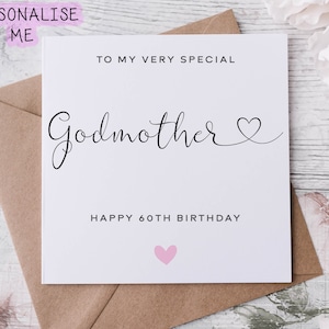 Cartão de aniversário personalizado para madrinha, parente especial, feliz aniversário, cartão de idade para ela 30, 40, 50, 60, 70, 80, qualquer idade