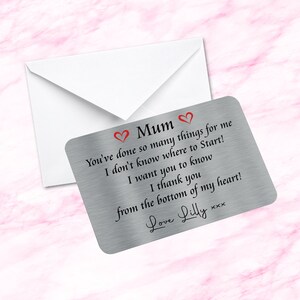 Personalisierte Mutter, ich liebe dich Sentimentales Andenken Metall Brieftasche Karte - Geschenk