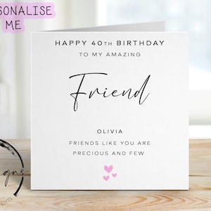 Carte d'anniversaire personnalisée pour amis - Précieuses et rares citations de tous âges/noms, carte de voeux 16e, 18e, 21e, 30e, 40e, 50e, 60e, 70e, 80e