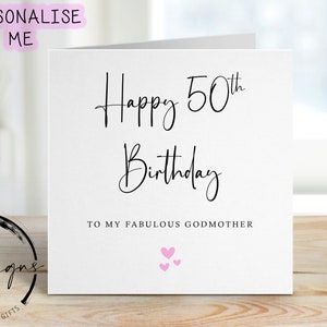 Cartão de aniversário personalizado para madrinha - madrinha fabulosa - com qualquer idade, cartão de felicitações para ela 30º, 40º, 50º 60º, 70º, 80º, 90º, 100º