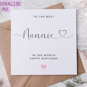 Carte d'anniversaire personnalisée pour nounou, meilleure nounou du monde, joyeux anniversaire, carte d'âge pour ses 30, 40, 50, 60, 70, 80 ans, tout âge