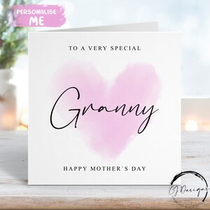 Carte de fête des mères grand-mère - coeur rose amour spécial grand-mère, TOUT TEXTE