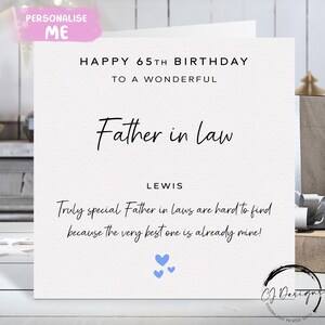 Biglietto di auguri di compleanno personalizzato per suocero, davvero speciale - Cuori blu QUALSIASI TESTO / ETÀ 40° 50° 60° 65° 70° 75° 80° 90° 95° 100°