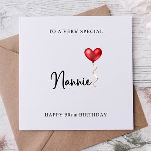 Carte d'anniversaire personnalisée pour nounou, membre de la famille spécial, joyeux anniversaire, carte d'âge pour lui 50e, 60e, 70e, 80e, tout âge, moyen ou grand