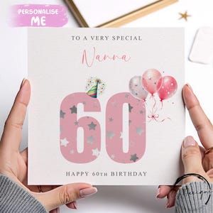 Carte d'anniversaire personnalisée Nanna, numéros d'âge roses N'IMPORTE QUELLE MENTION /ÂGE 40e 45e 50e 60e 65e 70e 75e 80e 85e 90e 95e 100e
