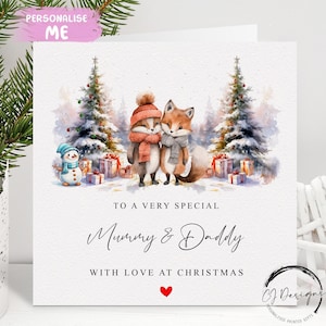 Weihnachtskarte für Mama und Papa – Fuchspaar als Weihnachtsmotiv