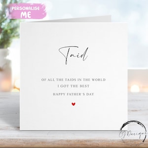 Carte Taid pour la fête des pères, j'ai le meilleur taid du monde avec un coeur rouge