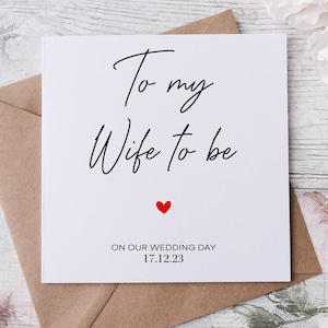 Personalizado para minha esposa estar no dia do casamento Cartão de casamento para noiva, cartão para noivo, para minha esposa, para meu marido