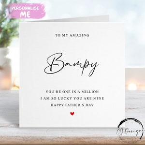 Bampy Fathers Day Card, You Are One In A Million - Rood hart ELKE BEWOORDING Kleine of grote kaart