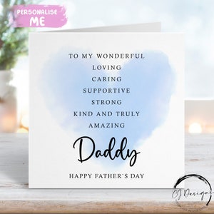 Citation de carte de fête des pères de papa - carte de affirmation avec le coeur bleu TOUT TEXTE