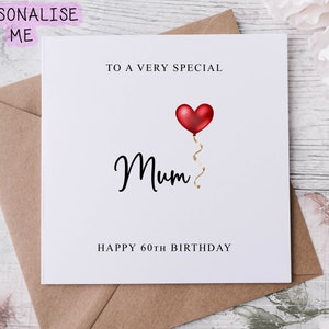 Personalisierte Mama Geburtstagskarte, spezielle Verwandte, alles Gute zum Geburtstag, Alterskarte für ihren 30., 40., 50. jedes Alter Med oder Lrg