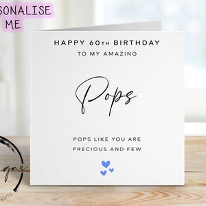 Carte d'anniversaire personnalisée Pops - Précieuses et rares citations de tous âges, carte de voeux 40e 50e, 60e, 70e 80e 90e, 100e