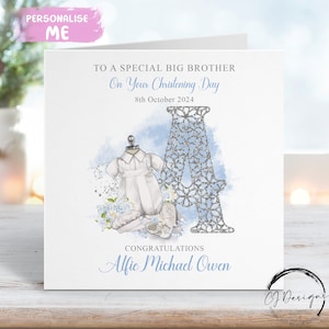 Biglietto di auguri personalizzato per il battesimo del Grande Fratello, biglietto di auguri con nome e data iniziali, ricordo del giorno del battesimo