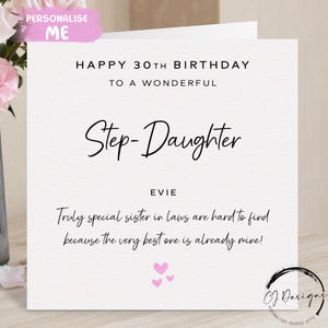 Carte d'anniversaire personnalisée belle-fille, vraiment spéciale - coeurs roses