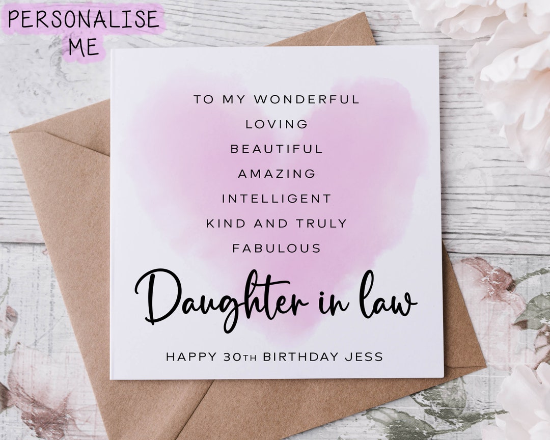 Personalised Daughter in Law Birthday Card Quote -affirmation Birthday