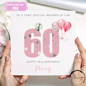Carte d'anniversaire personnalisée belle-mère, numéros d'âge roses N'IMPORTE QUELLE MENTION /ÂGE/ Prénom 40e 45e 50e 60e 65e 70e 75e 80e 85e 90e 95e