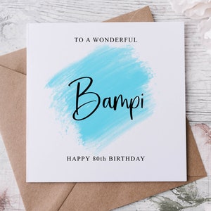 Tarjeta de cumpleaños personalizada de Bampi, especial para abuelos, feliz cumpleaños, tarjeta para él, 50, 60, 70, 80 y 90 años.