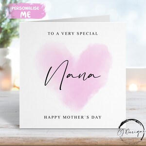 Carte pour la fête des mères Nana - Coeur rose amour spécial Nana TOUT TEXTE
