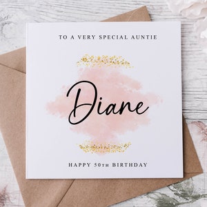 Personalisierte Tante Geburtstagskarte, spezielle Verwandte, alles Gute zum Geburtstag, Alterskarte für ihren 30., 40., 50., 60., 70., 80., jedes Alter