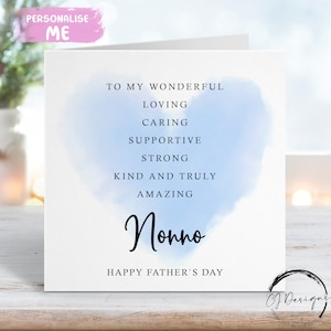 Citation de carte de fête des pères Nonno - Carte de affirmation de soi avec coeur bleu TOUT TEXTE