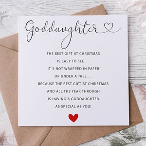 Biglietto di Natale per la figlioccia, biglietto per lei, poesia di buon Natale, biglietto di auguri personalizzato