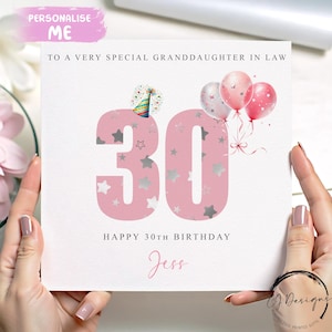 Biglietto di auguri di compleanno personalizzato per nipote, numeri rosa per l'età. QUALSIASI ETÀ/ Nome: 16°, 18°, 21°, 25°, 30°, 40°, 45°, 50°, 55°, 60°