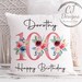 100th Birthday Gift Milestone Cushion Keepsake - Pink Floral Design White Super Soft Cushion Cover