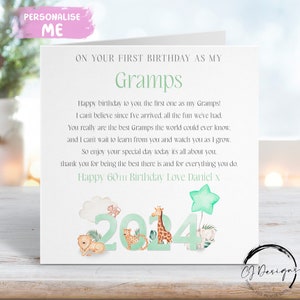 Carte d'anniversaire personnalisée grand-père - thème de la jungle verte Premier anniversaire comme mon poème N'IMPORTE QUEL âge/nom libellé 1er 40e 45e 50e 55e 60e 65e 70e