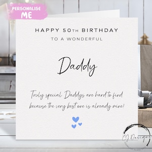 Cartão de aniversário personalizado para papai, verdadeiramente especial - corações azuis QUALQUER TEXTO /IDADE 30º 40º 50º 60º 65º 70º 75º 80º 85º 90º 100º