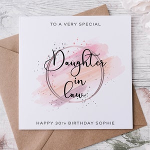 Personalisierte Geburtstagskarte für Schwiegertochter, spezielle Verwandte, alles Gute zum Geburtstag, Alterskarte für ihren 30., 40., 50. jedes Alter Med oder Lrg