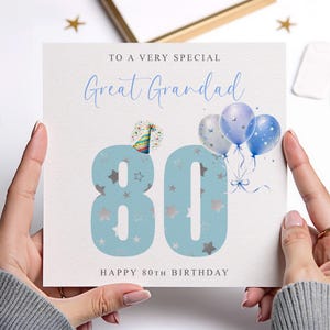 Carte d'anniversaire personnalisée arrière-grand-père, chiffres d'âge bleus N'IMPORTE QUELLE MENTION /ÂGE 50e 60e 65e 70e 75e 80e 85e 90e 95e 100e