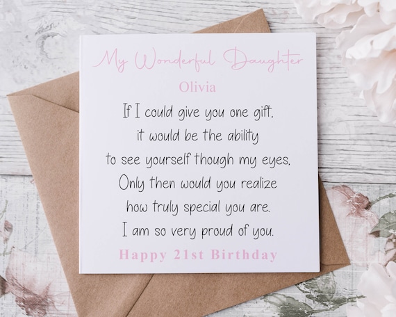 Personalised Daughter Birthday Card With Poem/quote See - Etsy UK Personalised Daughter Birthday Card With Poem/quote See - Etsy UK