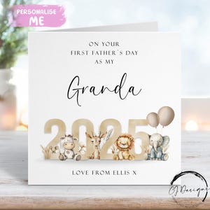 Primer Día del Padre Personalizado como Mi Abuelo Tema Animal Neutral con Nombre CUALQUIER TEXTO Primer Día del Padre