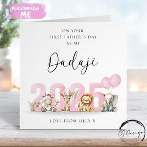 Primeiro Dia dos Pais Personalizado Como Meu Tema Animal Rosa Dadaji com Nome QUALQUER PALAVRA 1º Dia dos Pais