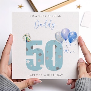 Birthday Card For Daddy , Personalised Blue Age Numbers ANY WORDING /AGE