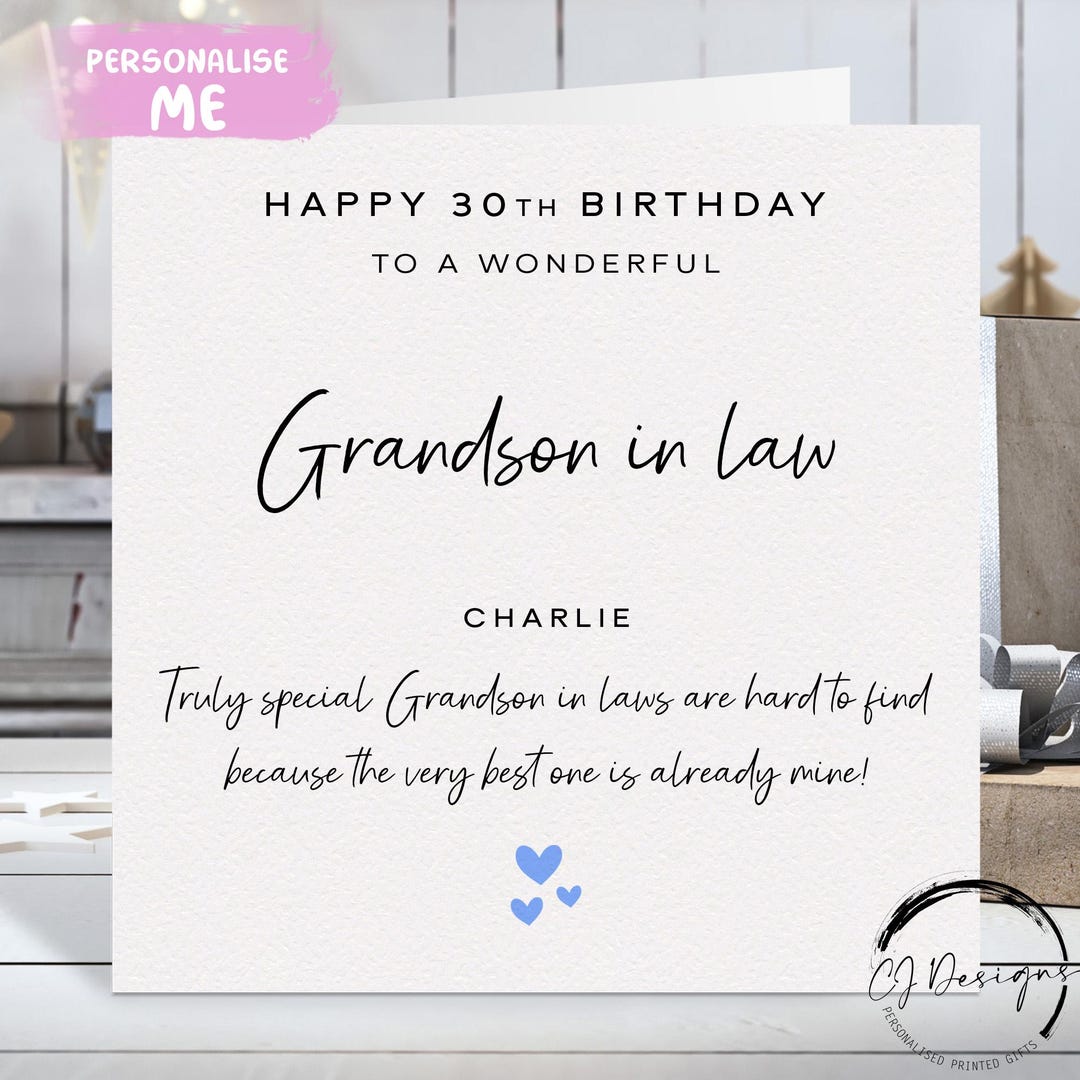 Personalised Grandson In Law Birthday Card Truly Special Blue Hearts personalised-grandson-in-law-birthday-card-truly-special-blue-hearts