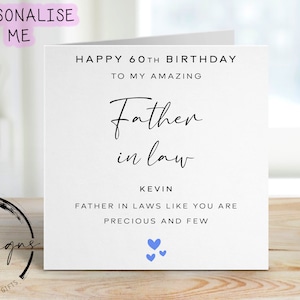 Carte d'anniversaire personnalisée beau-père - Précieuses et rares citations avec n'importe quel âge/nom, carte de voeux 40e, 50e, 60e, 70e 80e 90e 100e