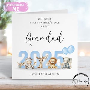 Thème animal bleu personnalisé pour la première fête des pères comme mon grand-père avec le nom