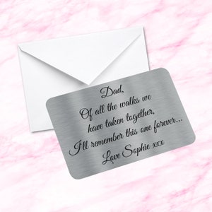 Personalisiertes Dad Hochzeitstag Sentimentales Andenken Metall Brieftasche Karte Zitat Vater der Braut Vatertagsgeschenk