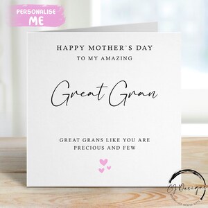 Great Gran Mothers Day Card - Precious & Few-citaat met enige tekst, wenskaart voor mij/voor ons