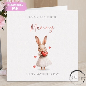 Mama Mutter Tages Karte - Hase Karte für Sie, große oder kleine Karte - eigene Nachricht innen