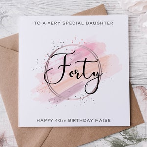 Carte personnalisée de 40e anniversaire, toute relation familiale, joyeux anniversaire d'un ami, carte d'âge pour sa nièce, soeur, fille, thème rose de maman