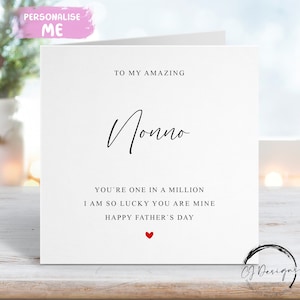 Nonno Fathers Day Card, You Are One In A Million - Rood hart ELKE BEWOORDING Kleine of grote kaart