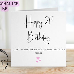 Gepersonaliseerde verjaardagskaart achterkleindochter - fantastisch - met elke leeftijd/naam, wenskaart 16e, 17e, 18e, 21e, 30e, 40e, 50e