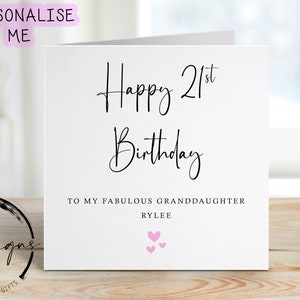 Gepersonaliseerde verjaardagskaart kleindochter - fantastisch - met elke leeftijd/naam, wenskaart 16e, 17e, 18e, 21e, 30e, 40e, 50e 60e,