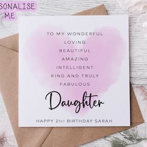 Personalised Daughter Birthday Card Quote -Affirmation  Birthday Card 16th 21st 18th 16th 30th 40th 50th 60th Card for her Any Age/Name