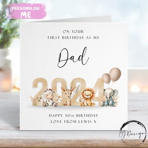Biglietto di auguri personalizzato per il compleanno del papà Primo come il mio tema animale neutro con nome QUALSIASI ETÀ/FORMULAZIONE 1° 21° 25° 30° 35° 40° 45° 50° 60° 65°