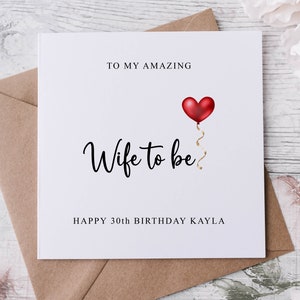 Cartão de aniversário personalizado para esposa, para minha incrível esposa, noiva, esposa, qualquer idade e nome, 30, 40, 50, 60